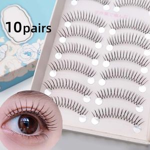 10 Pairs Korean Fake Eyelashes Natural 3D Vshaped Lashes Faux Mink Transparent Stem Lash Extension Wispy 240420