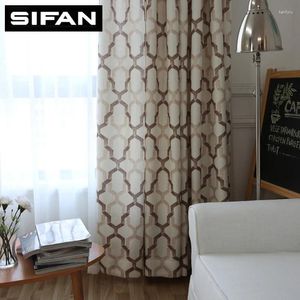 Curtain Japan Style Geometric Pattern Printed Linen Curtains For Bedroom Living Room Modern Window Drapes