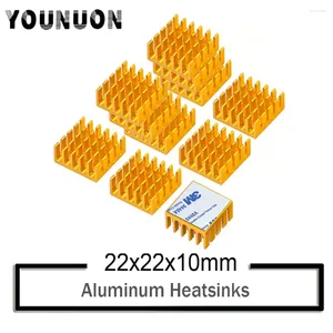 CORSAGGIO COMPUTER 10PCS Younuon Golden 22x22x10mm Alluminio Fin di raffreddamento a circuito di raffreddamento per dissipatore di calore per lampone per lamponi VGA RAM IC