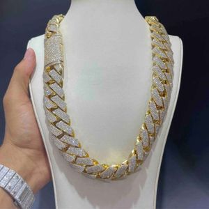 Alta qualidade gelada em cadeia de ligação cubana 20mm VVS LAB CRUNTO Diamante Chain Link Miami Hip Hop 10k Diamantes de ouro / laboratório cultivados