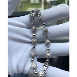 Populär hiphopis ut halsband 925 Sterling Silver Moissanite Diamond Buddha Bead Chain Ice Out Initial Necklace