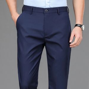 Male Smart Casual Pants Stretchy Sports Mens Fast Dry Trousers Spring Autumn Full Length Straight Office Black Navy Work Pants 240420