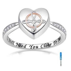 Love Heart Cremation Pierścienie popiołu pamięć urna pierścień popiołowa pamiątka biżuteria rozmiar 6-12 nadal potrzebuję cię blisko mnie2595