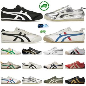 Tiger Meksika 66 Erkek Kadın Günlük Ayakkabı Tasarımcı Runner Spor Sneaker Lifestyle Tuval Siyah Beyaz Mavi Sarı Saf Silver Man Trainer Loafer Düz Spor Spor ayakkabıları 36-44