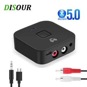 Adapter Disour NFC Bluetooth 5.0 Mottagare 3,5 mm AUX RCA Jack HiFi Stereo Audio Wireless Adapter Auto On/Off för bilkit Audio Receptor