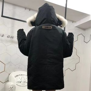 Designer masculino jaqueta de jaqueta parka jaqueta de inverno de inverno lobo lobo com capuz de fourrure bober descendente de casaco de casaco de roupas de moda de moda de moda de inverno