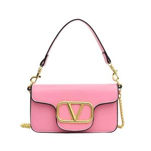 Valentine Chain Bags Fashion V Letter Wallet Vintage Ladies Solid Color Leather Handbag Designer Shoulder Crossbody Bag 8902