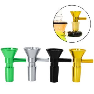 Metal Hookah Smoking Bowls Banger Slide 14mm Male With Handle and Filter Screen Mesh For Glass Bongs Water Pipes Mix Colors