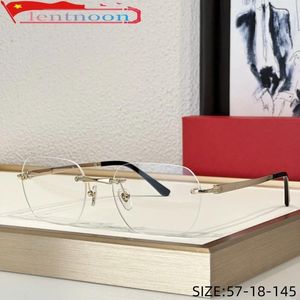 Solglasögon ramar män Rimless Glasses Designer Brand Classic Fashion Titanium Myopic Reading Computer Personality Retro Women Luxury Eye