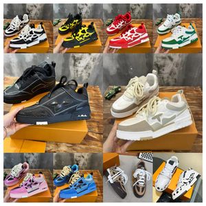 2024 Luxurys Designer Skate Sneaker Ayakkabı Erkekler Lüks Sneaker Eğitmeni Virgil Calfskin Yüksek Kaliteli Mektup Kaplar Deri Platform Düşük Spor Spor Ayakkabı Günlük Ayakkabı