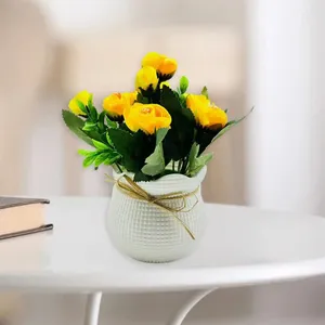 Decorative Flowers Colorful Faux Plants Modern Artificial Blooms Elegant Potted For Home Office Decor 6 Flower Head Indoor