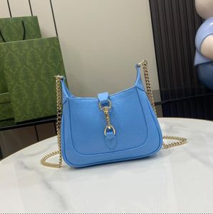 12A Jackie Notte Shoulder Pochette Bag Woman Luxurys brand Letter chain shoulder strap bag Designer Bag Crossbody Sky blue real Leather Tote Armpit Bag with box