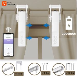 Control Tuya Smart Curtain Robot,wifi Curtain Motor Smart Life App Fit to Electric Curtain Rail Track Rod I U Support Alexa Google Home