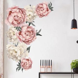 Wall Stickers 40X60cm Large Pink Flower DIY Peony Romantic Flowers Decals PVC Wallpaper For Bedroom Living Room Home Decor