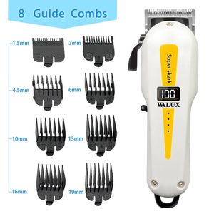 Bateria profissional de cabelo de barbeiro Bateria de lítio Bateria USB Carregável LCD Display Home Men Beard Shaver Hair Cutting Machine 240408