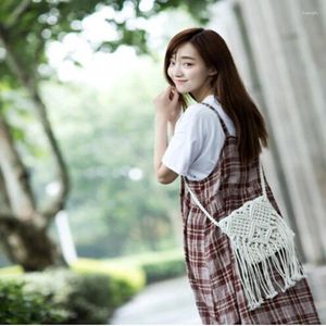 Bag Cotton Rope Hollow Out Women Tassel Messenger White Handmade Women's Handbag Straw Shoulder For Bolso Mujer