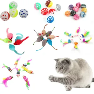Toys 6pcs Cat Toy Soft Fleece Mouse Cat Toys Funny Spela Toys For Cats With Colorful Feather Plush Mini Mouse Toys Pet Supply