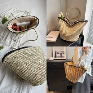 Summer Female Evening Beach Bags Bag stor kapacitet En axel Tote Forest Series Bamboo Woven Grass Simple Handheld