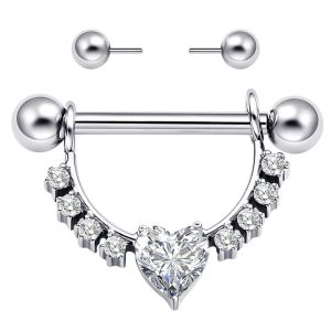 Jewelry Delicate Threadless Push Pin Nipple Ring With 5A Zircon F136 Titanium Sexy Piercing Eternal Metal Tcs30521