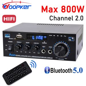 Förstärkare Woopker HIFI Audio Amplifier AK45 Bluetooth Digital MP3 Förstärkare FM Basshögtalare för hemmabilstöd 90240V