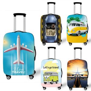 Accessories Car Go Travel Camping Print Luggage Covers 1832 Inch Elastic Trolley Case 3D Map Plane Protective Antidust Suitcase Cover