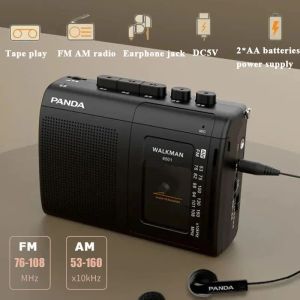 Rádio Mini portátil AM/FM Rádio retro Cassette Music Player Walkman Tape Recorder com poderoso alto -falante Suporte de fone de ouvido Play