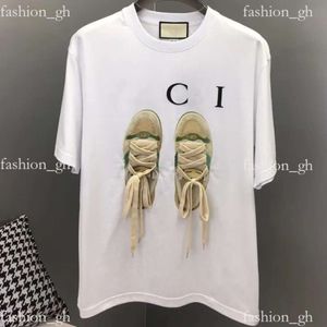 GUUCHI MENS DESIGNER T-shirt italiensk märke för män T-shirt Män kvinnors bomull G-Letter European Sports Shoe Pattern Tryckt svart vit rund hals klassiker 865