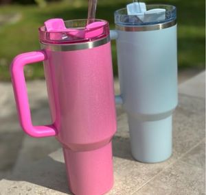 Cobranded Light Blue Spring Winter Cosmo Pink With Logo Quencher H2.0 40oz rostfritt stål Tumblers Cups med handtagslock och halm Target Red Holiday Car Mugs 0422