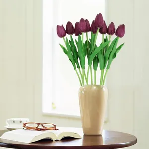 Kwiaty dekoracyjne 10pcs sztuczny bukiet ozdoba prezent mini symulacja Tulip Decor Dorp