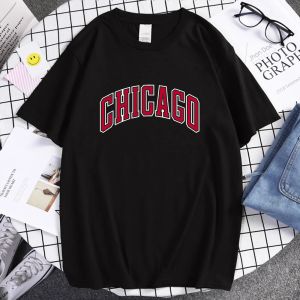 Skjortor American City Chicago Man Tshirt Kort ärm Hip Hop Oversize T Shirts Creativity Clothing Personlighet Casual Breattable Tops