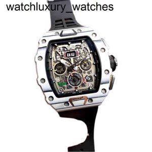 Watch Luxury Richamill Rms11 Wristwatch Designer White Carbon Fiber Men's Automatic Mechanical Multi-functional Tape Fashion Luminous Waterproof