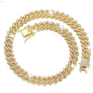 Diamond -Stecker Set Cuban Link Chain 14K Gold Platted Hip Hop Eced Schmuck Bling VVS Moissanit Halskette für Männer