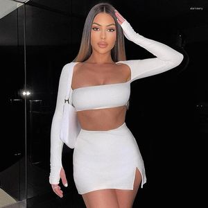 Women's Two Piece Pants European And American-Style Instagram-Inspired Long-Sleeve Sheath Dress