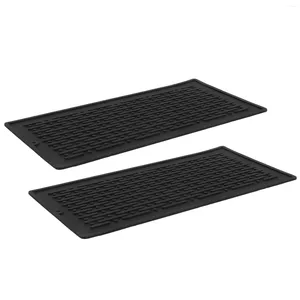 Table Mats 2 Pcs Kitchen Drain Mat Serving Utensils Silicone Dish Drying Sink For Counter Silica Gel