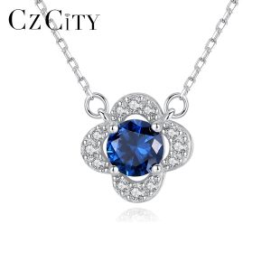 Collane cZity fiocchi di neve genuino blu topazio solido 925 sterling in argento prendente gioiello