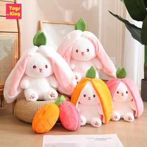 182535cm Cute Bunny Stuffed Strawberry Rabbit Radish Kawaii Plush Throw Soft Pillow Animals Toys Zipper Doll Girls Kids Gift 240422