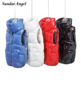 Sundae Angel Warm kamizelka Dzieci Gilet Boy Winter Stand Obroźnia zagęszcza błyszcząca kamizelka dla dziewcząt jesienne rękawe dzieci kamizelki Y20088938706