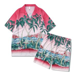 Дизайнер Casa короткий сет Контрастные T -рубашки Mens Новое прибытие 2024 повседневные свободные рубашки с короткометражными футболками Short Tee Beach Shorts Summer Swim Designer Mens Shirt FZ2404222