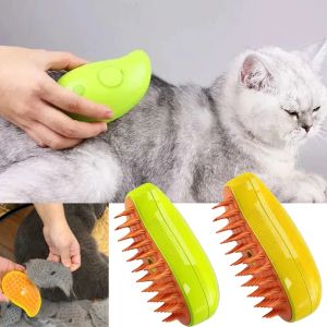 Grooming Cat Dog Grooming Comb Electric Spray Vatten Spray Kattunge Pet Comb Mjuk silikon depilering Katter Badborste Grooming Supplies