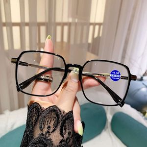 Moda Young Presbyopia Glasses Anti Blue Light Womens HD Grande moldura