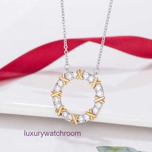 Luxury Tiffenny Designer Brand Pendant Necklaces T Family Fashion Circle Necklace men and women rose gold light luxury wind twocolor Xshaped Diamond clavic