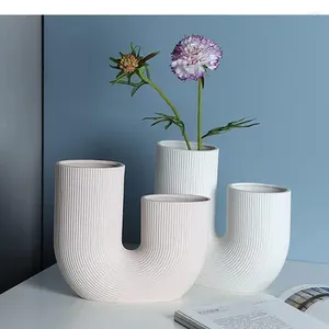 Vase U字型セラミックテーブルトップフラワーアレンジメント創造性装飾品工芸磁器花瓶ホームデコレーションアクセサリーモダン