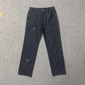 Pantaloni designer di jeans maschili pantaloni americani ricamato jeans high street hip-hop hip-hop sciolto maschi dritti da donna modelle pantaloni