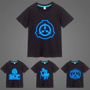 T-shirts Scp Foundation Fluorescent Luminous Children Tshirt Boy Kids Short Sleeves Tshirts 2022 New Summer Cotton Boy Baby Clothing