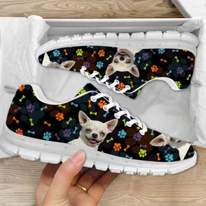 Casual Shoes INSTANTARTS Autumn Comfort Sneakers Smiling Chihuahua Dog Pattern Non-Slip Flat For Women Lovers Zapatos Mujer