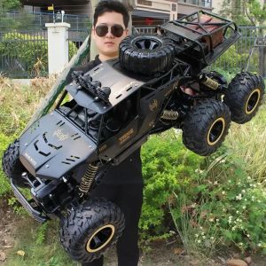 Car 1:8 46CM Big Size 6 Wheel 4WD RC Car Toys Metal Alloy Body Remote Control Offroad 4x4 Truck Highspeed Electric Toy for Kid Gift