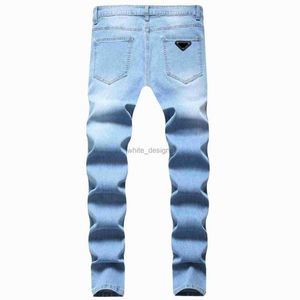 Designer Jeans for Mens New jeans elastic men's small feet light color hole slim fit men's denim pants Fashion pants