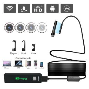 Câmera de câmeras Kerui Wi -Fi Endoscope Câmera Mini 1m 2m 5m sem fio 1200p HD Bororescópio à prova d'água Borescópio Inspeção para Android iPhone Câmera