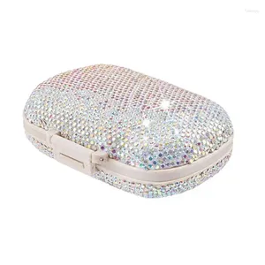 Garrafas de armazenamento diário Organizer Pills Case Box Recipiente com Rhinestones Compartment Travel Mini