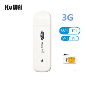 Routers KuWfi 3G Dongle Wifi Modem Mini Router HSPA USB Wireless Router 7.2Mbps Mobile Wifi Hotspot up to 5 Wifi Users